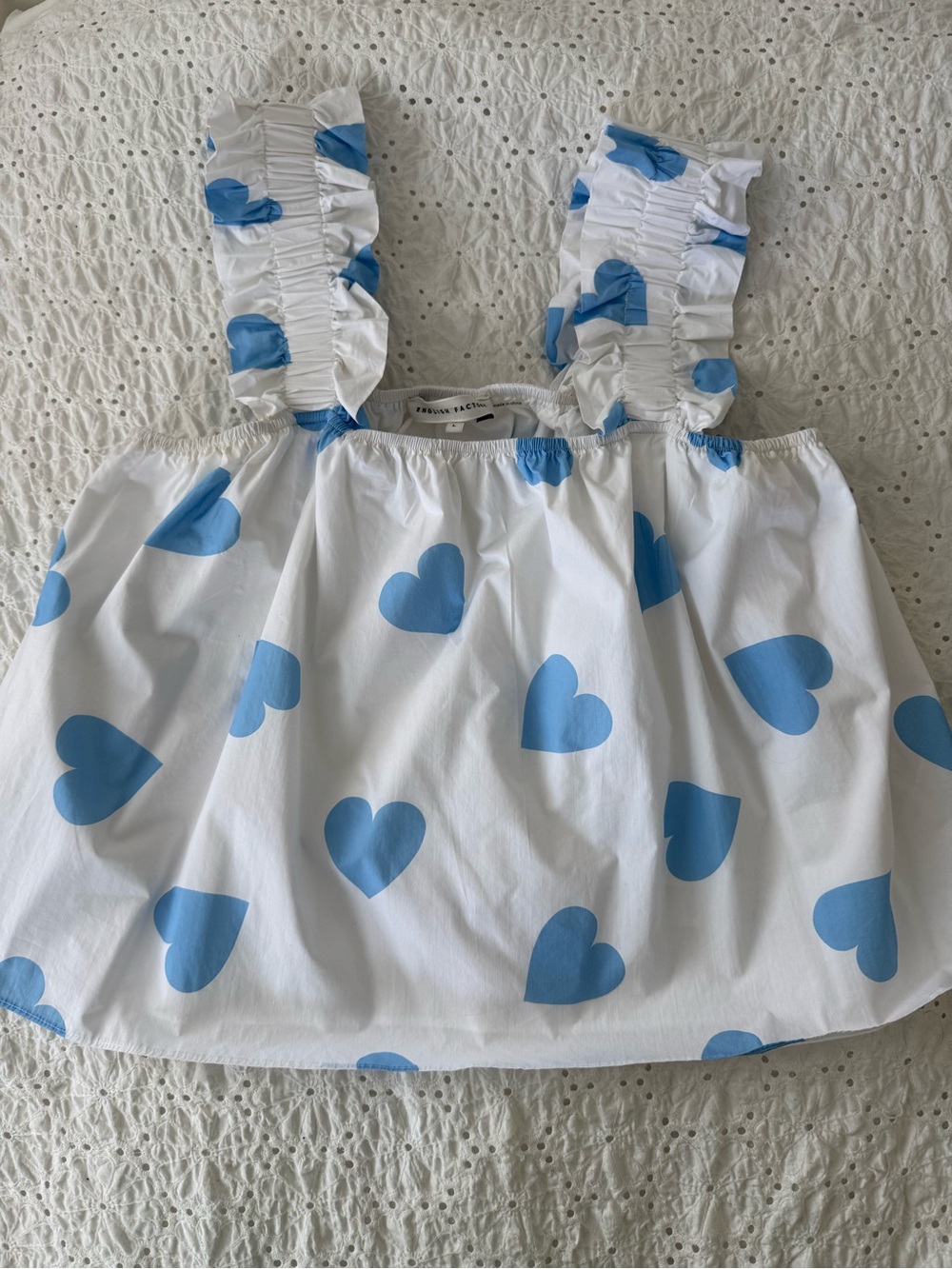 English Factory top with hearts and ruffle detail
